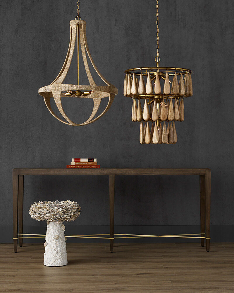 Savoiardi and Ibiza Chandeliers from Currey & Company are featured in our Natural Curated Collection.